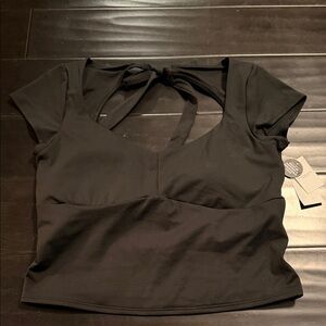 Gilly Hicks Black Tie-Back Crop Top